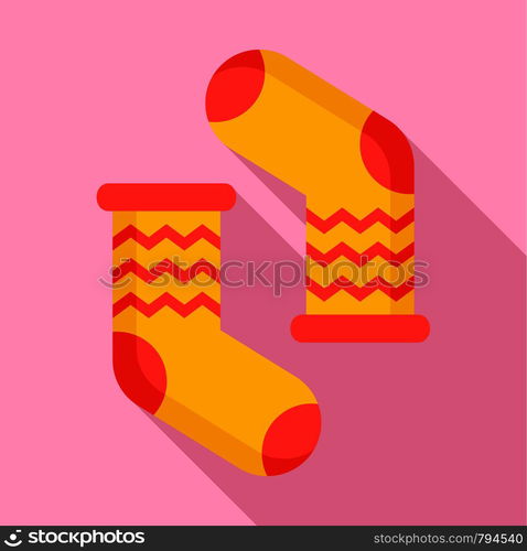 Winter socks icon. Flat illustration of winter socks vector icon for web design. Winter socks icon, flat style