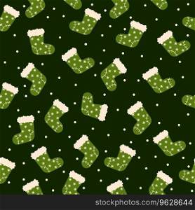 Winter socks seamless pattern. Christmas pattern for wrapping paper and new year fabrics and linens and festive accessories and kids clothes print. Vector illustration