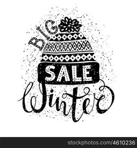Winter Special banner or label with a knitted woolen cap. Business seasonal shopping concept big sale.. Winter Special banner or label with a knitted woolen cap. Business seasonal shopping concept big sale. Isolated vector illustration.