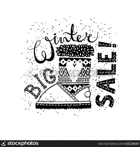 Winter Special banner or label with boot. Business seasonal shopping concept big sale.. Winter Special banner or label with boot. Business seasonal shopping concept big sale. Isolated vector illustration.