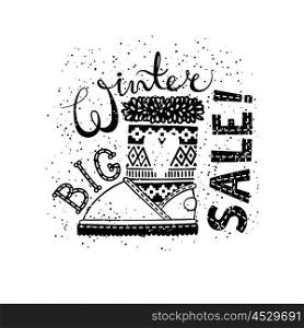 Winter Special banner or label with boot. Business seasonal shopping concept big sale.. Winter Special banner or label with boot. Business seasonal shopping concept big sale. Isolated vector illustration.