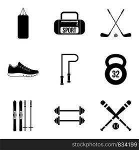 Winter sport icons set. Simple set of 9 winter sport vector icons for web isolated on white background. Winter sport icons set, simple style
