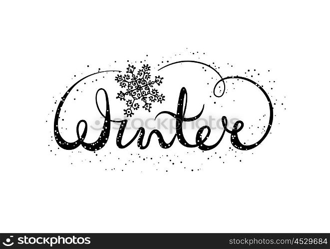 Winter text lettering with snowflake. Seasonal shopping concept to design banners, price or label. Isolated vector illustration.