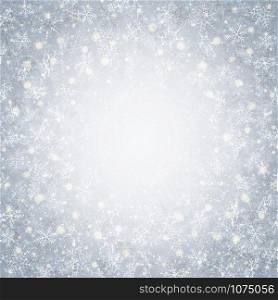 Winter time of christmas with snowflakes pattern circle background, vector eps10