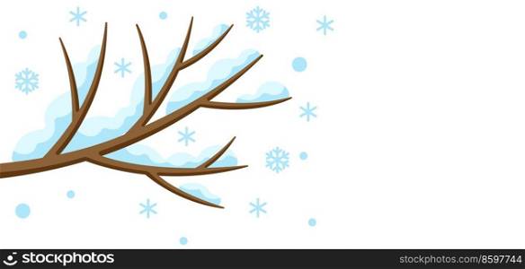 Winter tree branch with snow. Seasonal nature illustration.. Winter tree branch with snow. Seasonal illustration.