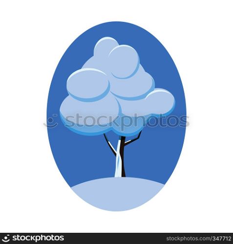 Winter tree icon in cartoon style isolated on white background. Nature and flora symbol. Winter tree icon, cartoon style