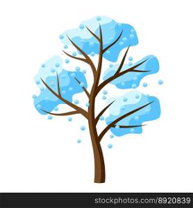 Winter tree with falling snow vector image