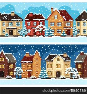 Winter urban landscape pattern with houses and trees. Winter urban landscape pattern with houses and trees.