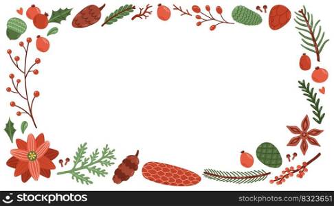 Winter vector background set wreath flat design illustration