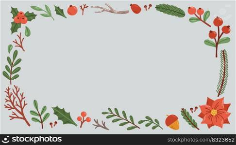 Winter vector background wreath flat design illustration