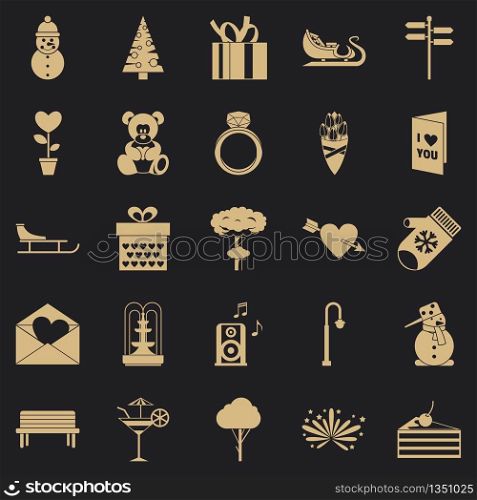 Winter walk icons set. Simple set of 25 winter walk vector icons for web for any design. Winter walk icons set, simple style