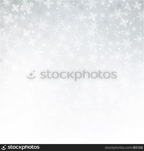 Winter white background christmas made of snowflakes and snow with blank copy space for your text, Vector illustration