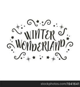 Winter wonderland lettering silhouette