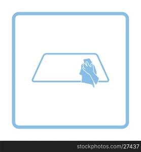 Wipe car window icon. Blue frame design. Vector illustration.
