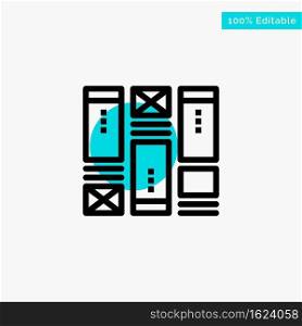 Wire framing, Sketching, Wireframe, Idea turquoise highlight circle point Vector icon