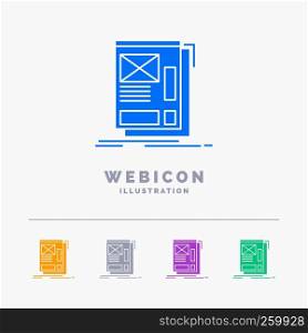 wire, framing, Web, Layout, Development 5 Color Glyph Web Icon Template isolated on white. Vector illustration