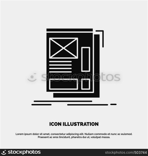 wire, framing, Web, Layout, Development Icon. glyph vector gray symbol for UI and UX, website or mobile application. Vector EPS10 Abstract Template background