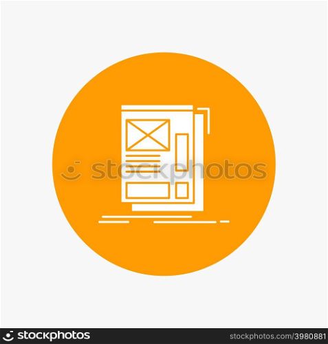wire, framing, Web, Layout, Development White Glyph Icon in Circle. Vector Button illustration