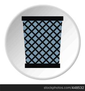 Wire metal bin icon in flat circle isolated vector illustration for web. Wire metal bin icon circle