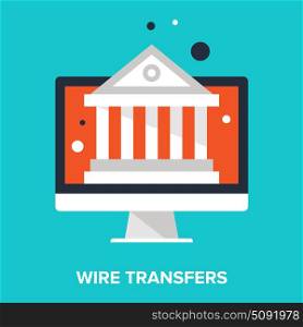 wire transfers. Abstract vector illustration of wire transfers flat design concept.
