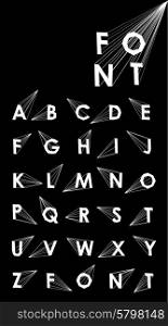 Wire Vector low poly alphabet font. Creative bubbles. Wire Vector low poly alphabet font with shadow