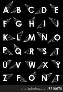 Wire Vector low poly alphabet font. Creative bubbles. Wire Vector low poly alphabet font with shadow