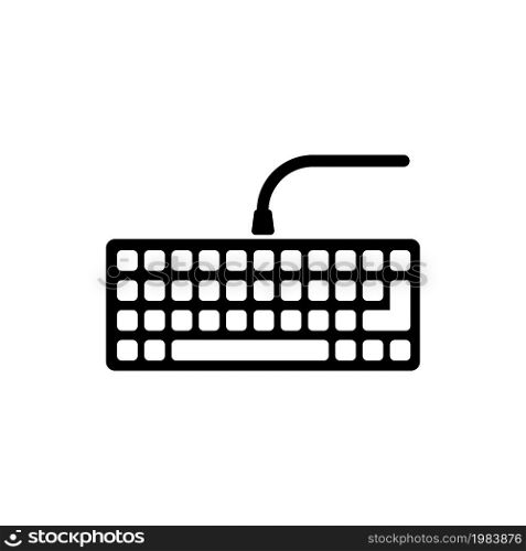 Wired Computer Keyboard, PC Keypad. Flat Vector Icon illustration. Simple black symbol on white background. Wired Computer Keyboard, PC Keypad sign design template for web and mobile UI element. Wired Computer Keyboard, Keypad Flat Vector Icon