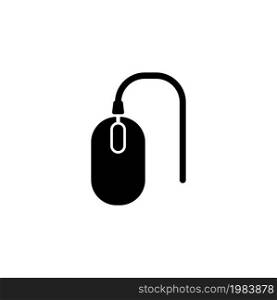 Wired Computer Mouse, Pointing Device. Flat Vector Icon illustration. Simple black symbol on white background. Wired Computer Mouse, Pointing Device sign design template for web and mobile UI element. Wired Computer Mouse, Pointing Device Flat Vector Icon