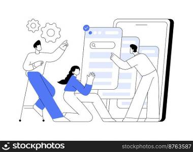 Wireframe abstract concept vector illustration. Web page layout, interface element, website navigation, screen blueprint, visual guide, business analyst, user experience, sketch abstract metaphor.. Wireframe abstract concept vector illustration.