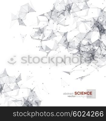 Wireframe mesh polygonal background. . Wireframe mesh polygonal background. Abstract form with connected lines and dots. Low poly background. Vector Illustration EPS10.