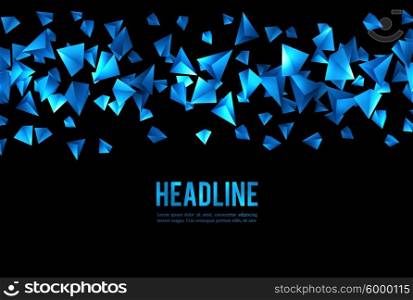 Wireframe polygonal background. . Abstract 3d chaotic particles. Blue Sci-fi pyramids. Abstract form Low poly background. Vector Illustration EPS10.