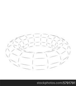 Wireframe polygonal element 3D Torus Isolated on White Background - vector
