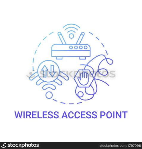 Wireless access point gradient blue concept icon. Modem connection abstract idea thin line illustration. From wired internet connection to wireless. Vector isolated outline color drawing.. Wireless access point gradient blue concept icon