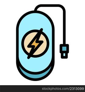 Wireless charge power bank icon. Outline wireless charge power bank vector icon color flat isolated. Wireless charge power bank icon color outline vector