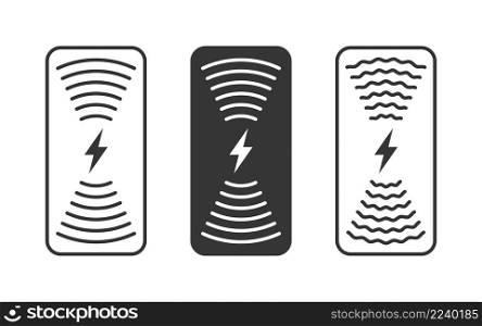 Wireless charger concept. Wireless charging spot icon. Phone charge simple signs. Vector illustration