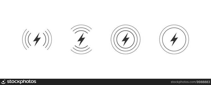 Wireless Chargers icons. Lightning charging simple icons. Concept charging icons. Vector illustration