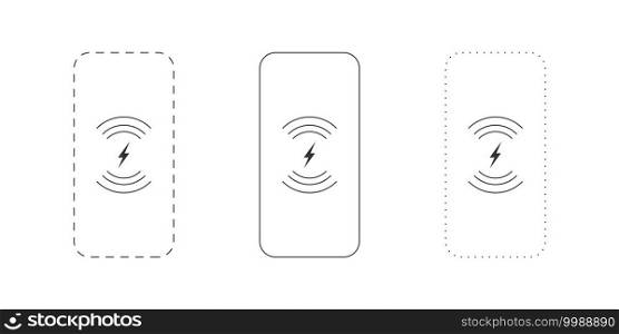 Wireless chargers icons. Wireless charger phone. Trendy flat wireless charging. Vector illustration