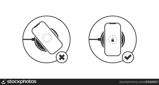 Wireless chargers use. Wireless charger. Trendy flat wireless charging. Vector illustration
