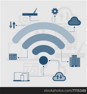 Wireless connection network technology, vector illustration