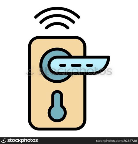 Wireless door lock icon. Outline wireless door lock vector icon color flat isolated. Wireless door lock icon color outline vector