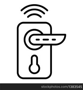 Wireless door lock icon. Outline wireless door lock vector icon for web design isolated on white background. Wireless door lock icon, outline style