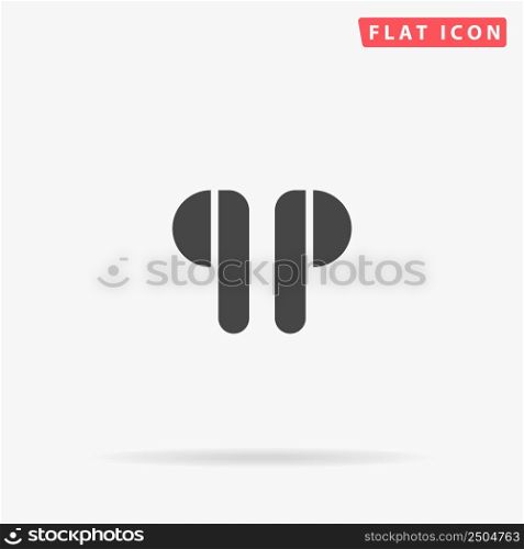 Wireless Headphones flat vector icon. Glyph style sign. Simple hand drawn illustrations symbol for concept infographics, designs projects, UI and UX, website or mobile application.. Wireless Headphones flat vector icon
