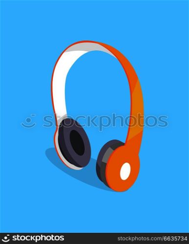 Wireless headphones vector three dimensional illustration isolated on white background. Earphones modern stereo equipment, headset object. Wireless Headphones Vector Three Dimensional Icon