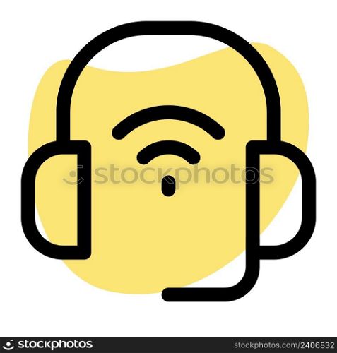Wireless headset with microphone for communication.