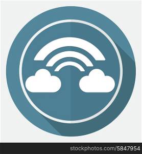 Wireless Icon on white circle with a long shadow