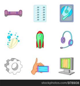 Wireless inventory icons set. Cartoon set of 9 wireless inventory vector icons for web isolated on white background. Wireless inventory icons set, cartoon style