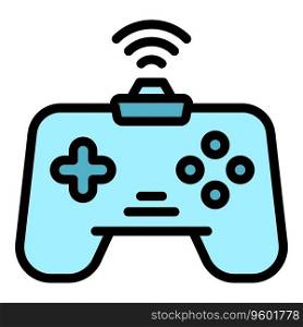 Wireless joystick icon outline vector. Sport gamer. Online pc color flat. Wireless joystick icon vector flat