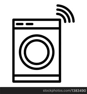 Wireless laundry control icon. Outline wireless laundry control vector icon for web design isolated on white background. Wireless laundry control icon, outline style