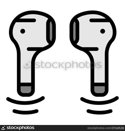 Wireless mini headphones icon. Outline wireless mini headphones vector icon color flat isolated. Wireless mini headphones icon color outline vector