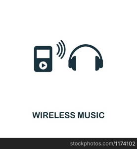 Wireless Music icon. Premium style design from fitness collection. Pixel perfect wireless music icon for web design, apps, software, printing usage.. Wireless Music icon. Premium style design from fitness icon collection. Pixel perfect Wireless Music icon for web design, apps, software, print usage